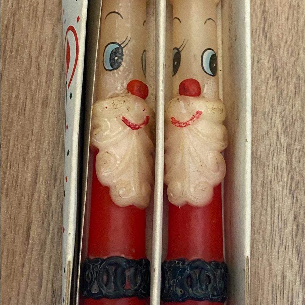 Vintage MCM Santa Christmas  candlesticks Capri Japan NIB